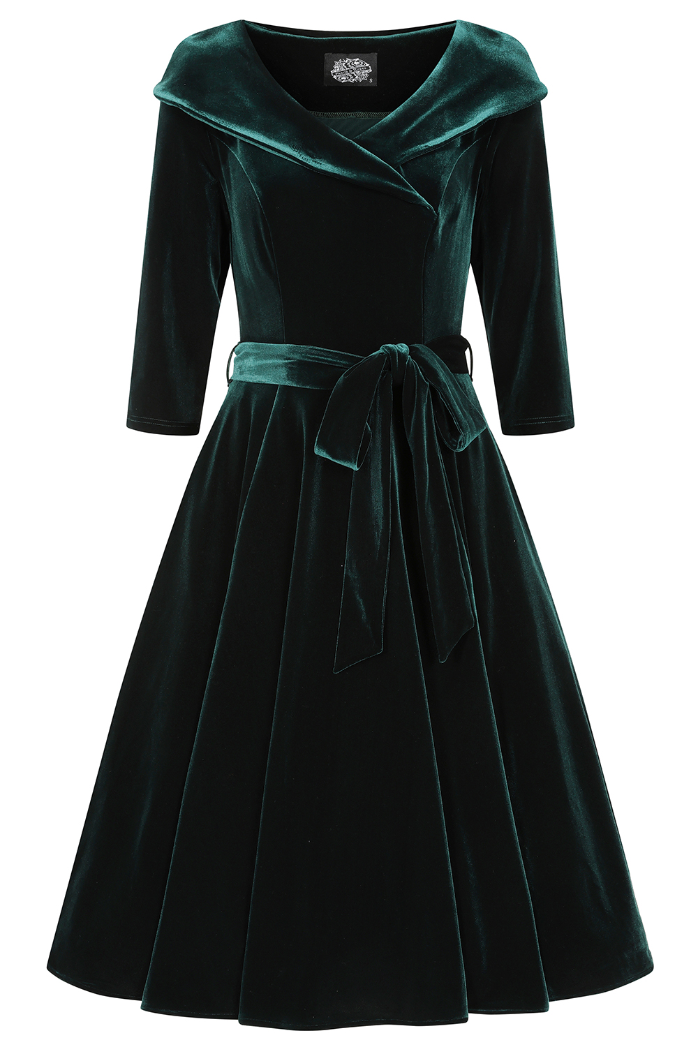 Pheobe Green Velvet Swing Dress in Extended Sizing